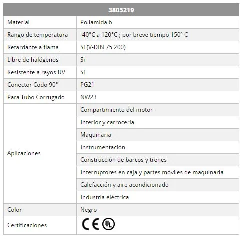 Conector 90º PG 21