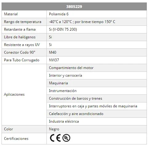 Conector 90º M40