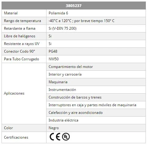 Conector 90º PG 48