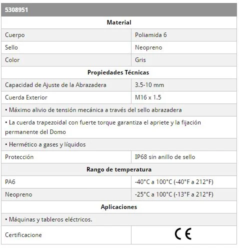 Conector Glándula M16 aj 3.5-10