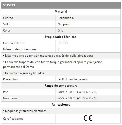 Conector Glándula PG 13.5