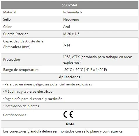Conector Glándula M20