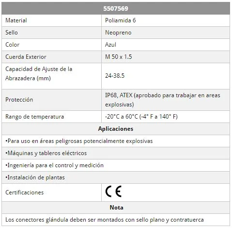 Conector Glándula M50