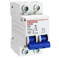 Interruptor miniatura 2Polos CurvaB6.0Amp.230 400VCA50 60Hz